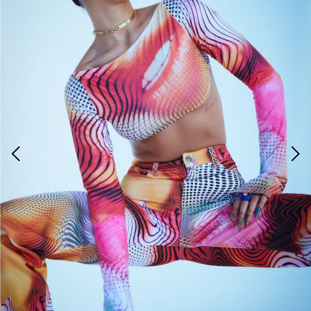 Jaded London Multicolor Abstract Crop Top